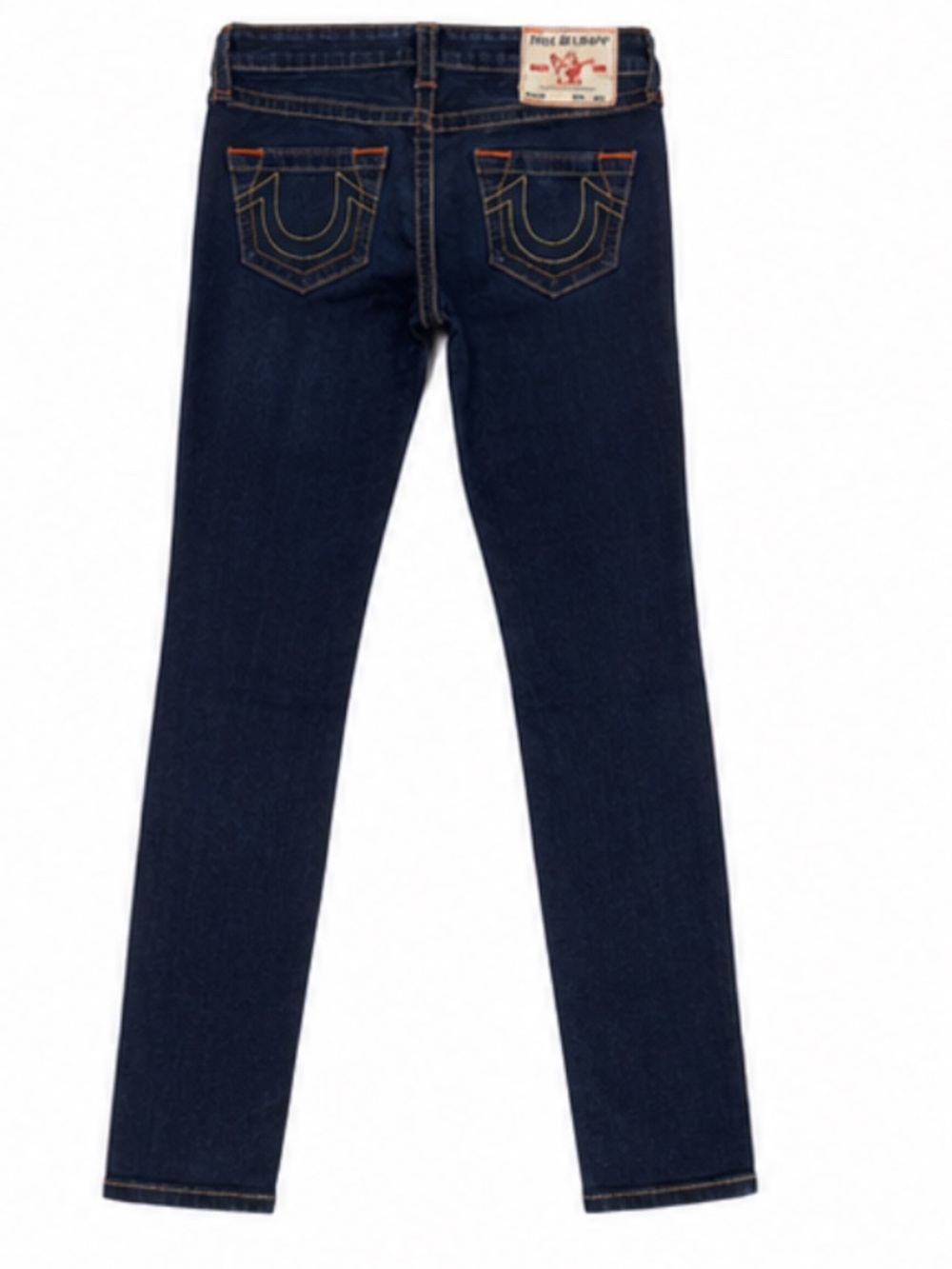 True Religion Hailee Mid Rise Super Skinny Jeans 25 Dark Wash Contrast Stitch Y2